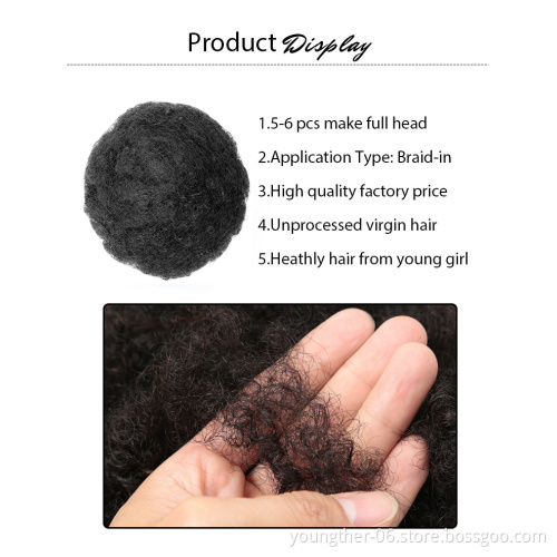 Human Bulk  Hair Virgin Remy Afro Kinky Curly Human hair Dreadlocks For Loc Extension Human Bulk Hair For Locs